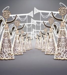 Ángeles en la Plaza de San Francisco, Sevilla. Iluminación Navidad 2019