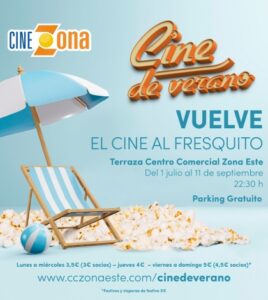 Cartelera Cine de Verano en Centro Comercial ZonaEste, Sevilla.