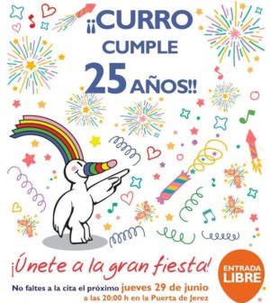 Curro celebra su 25 cumpleaños con una gran fiesta en la Plaza de San Francisco. Jueves 29 Junio 2017