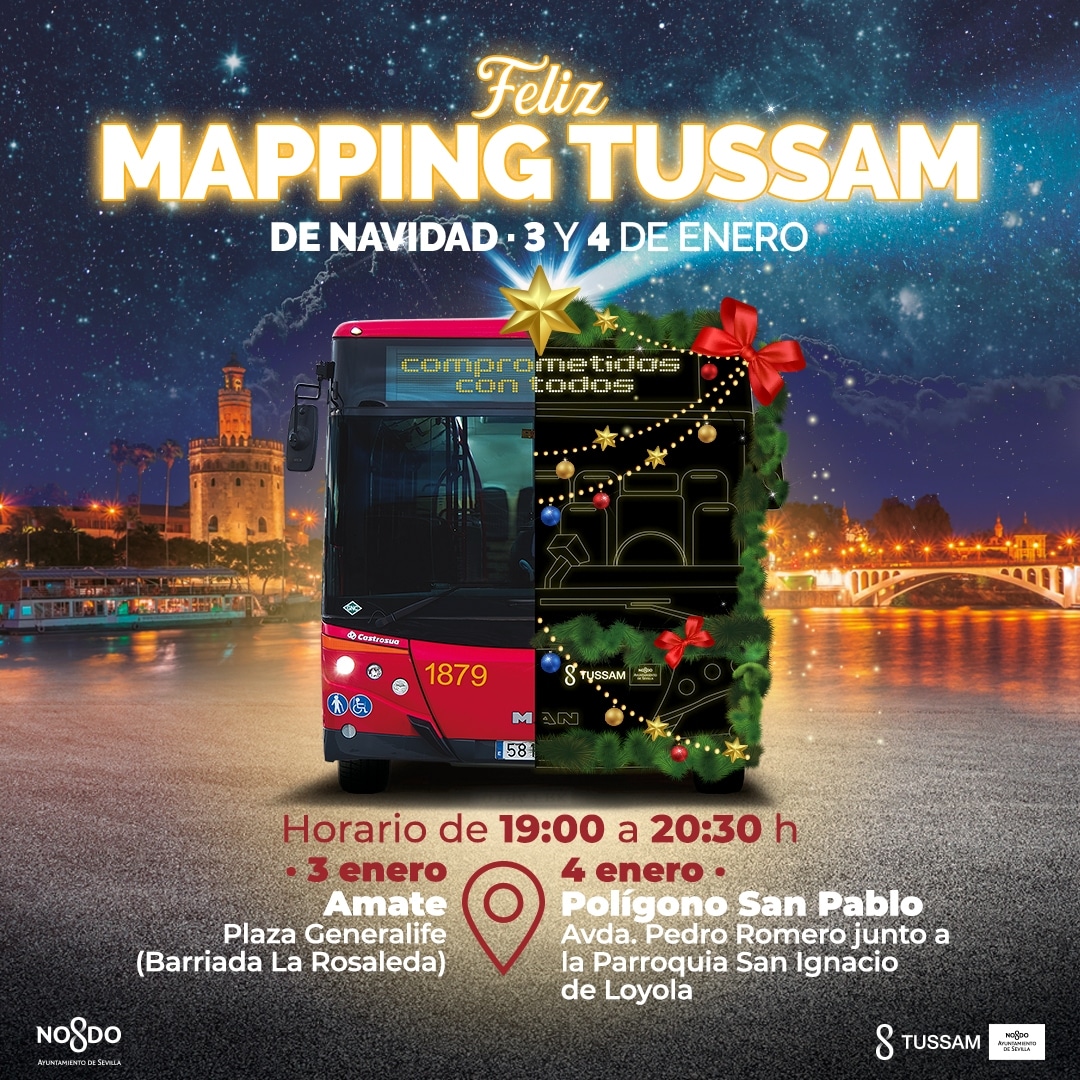 Mapping de TUSSAM en Sevilla Navidad