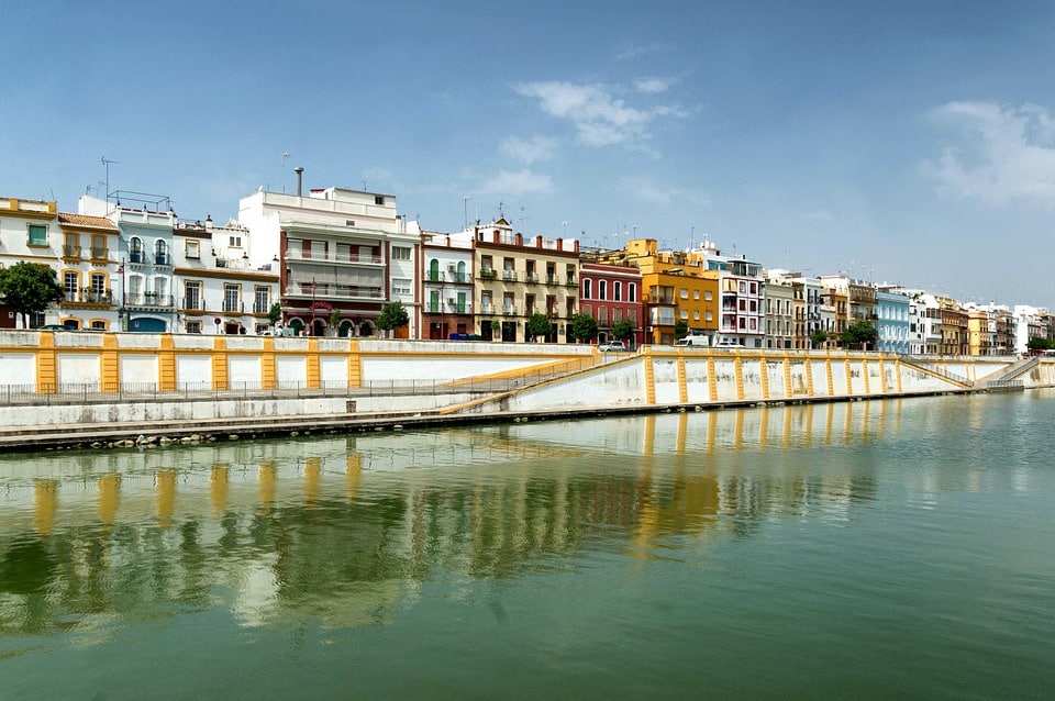 Triana from the riverwalk in Seville